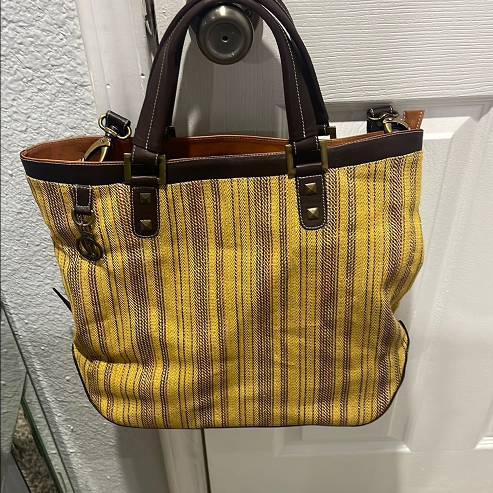 Sea salt brand Striped Yellow and Brown Tote Bag